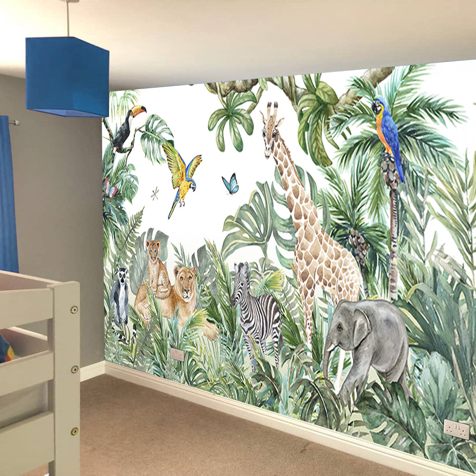 Jungle Full Wall Mural - Animals in the Jungle Wall Art