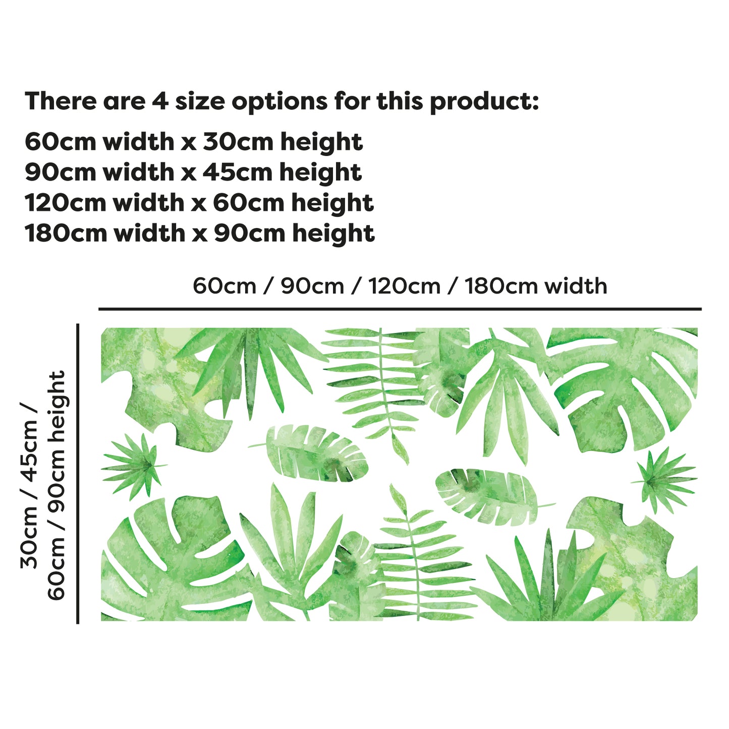 Watercolour Jungle Wall Sticker - Jungle Leaves Decal Wall Art