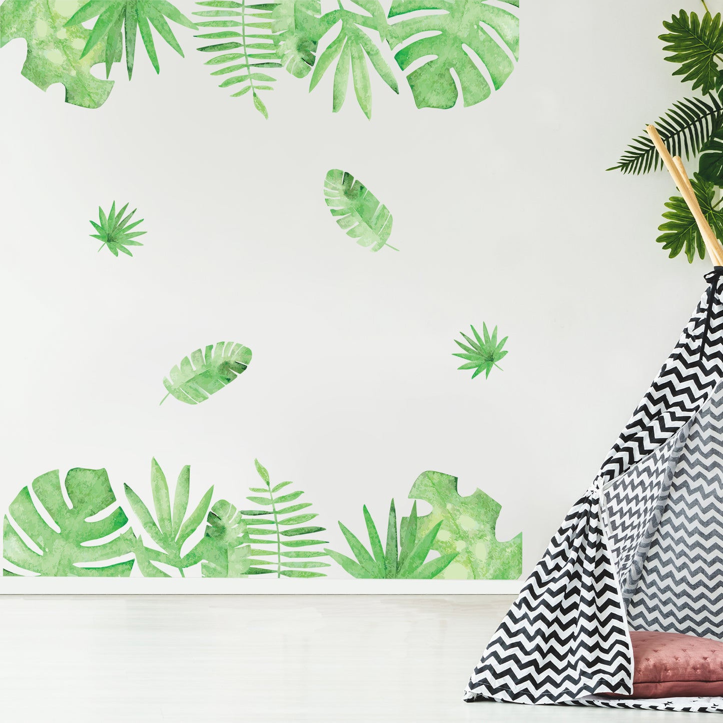 Watercolour Jungle Wall Sticker - Jungle Leaves Decal Wall Art