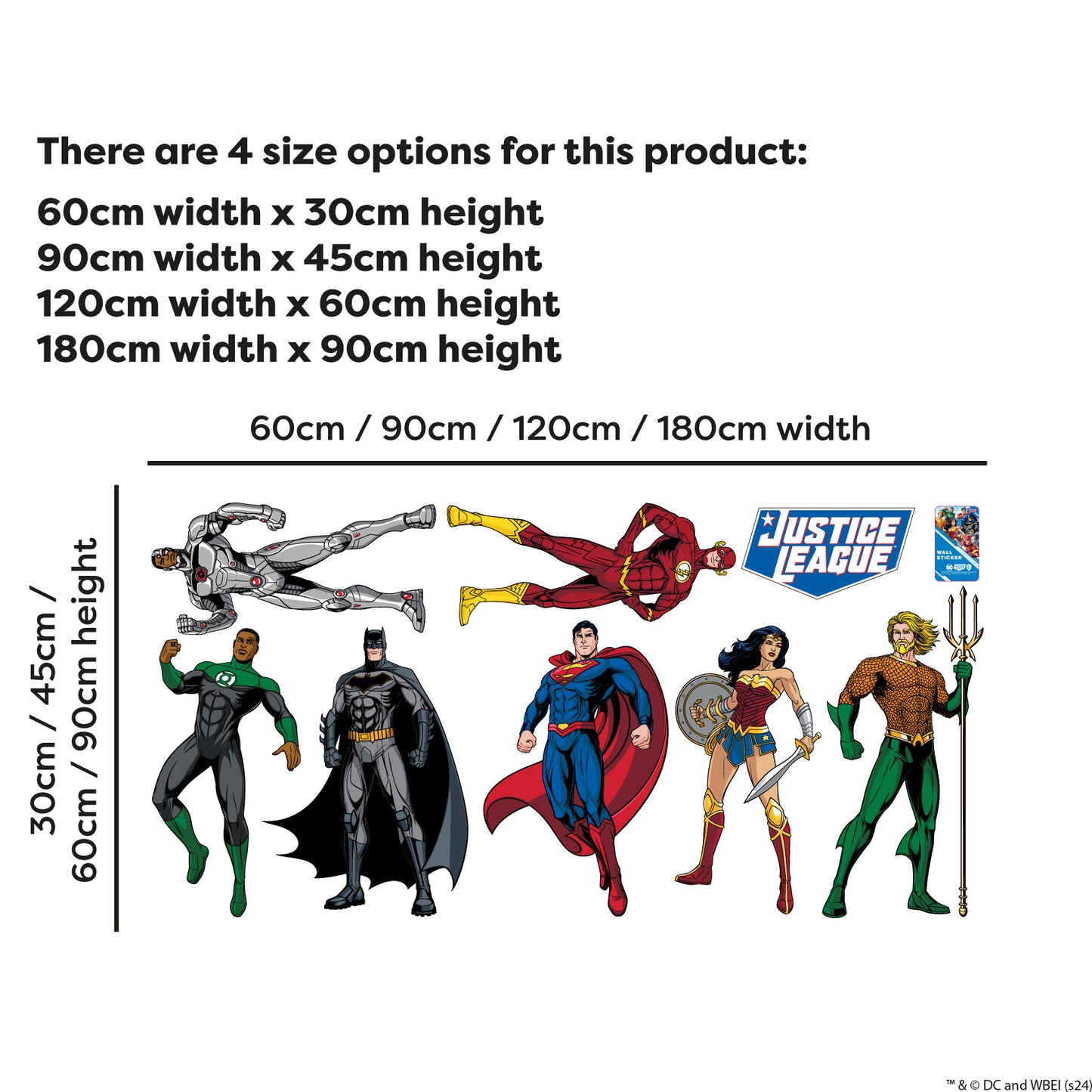 Justice League Wall Sticker - Characters Set Wall Decal DC Superhero Art