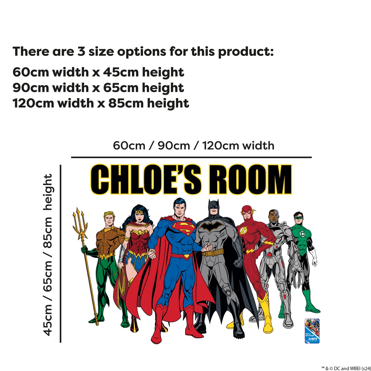 Justice League Wall Sticker - Group Stood Up Personalised Wall Decal DC Superhero Art