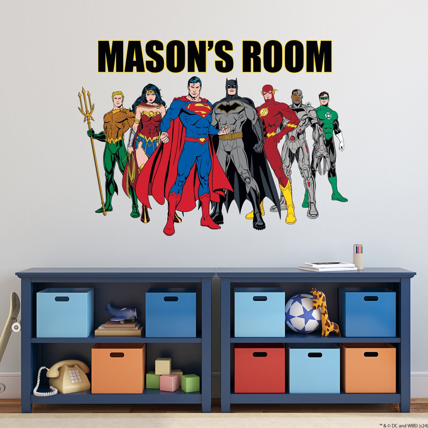 Justice League Wall Sticker - Group Stood Up Personalised Wall Decal DC Superhero Art
