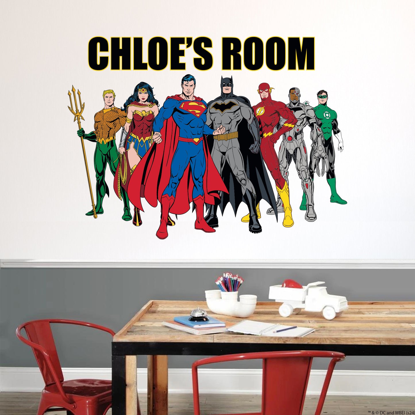 Justice League Wall Sticker - Group Stood Up Personalised Wall Decal DC Superhero Art