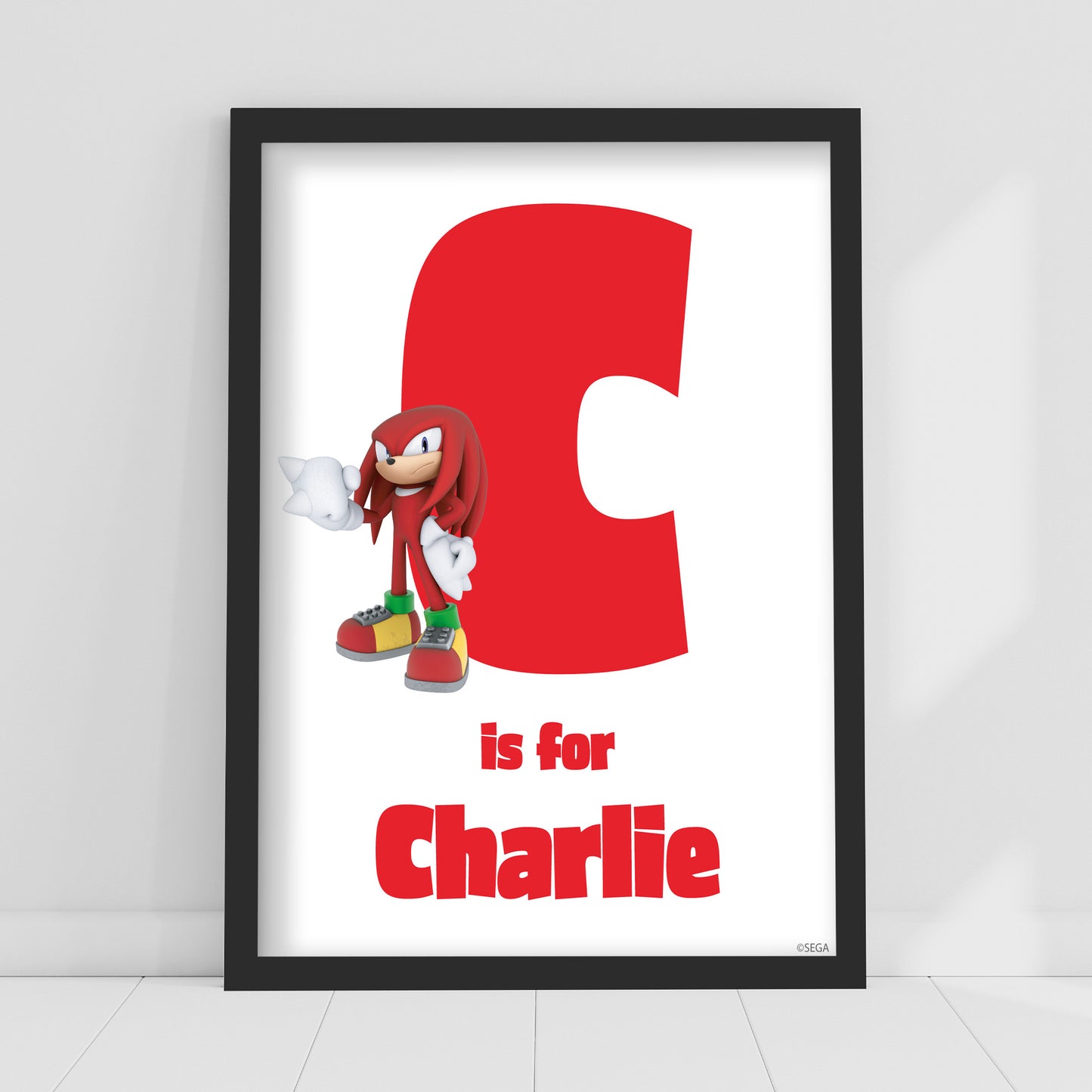 Sonic The Hedgehog Print - Knuckles Letter And Name Personalised Poster Wall Art