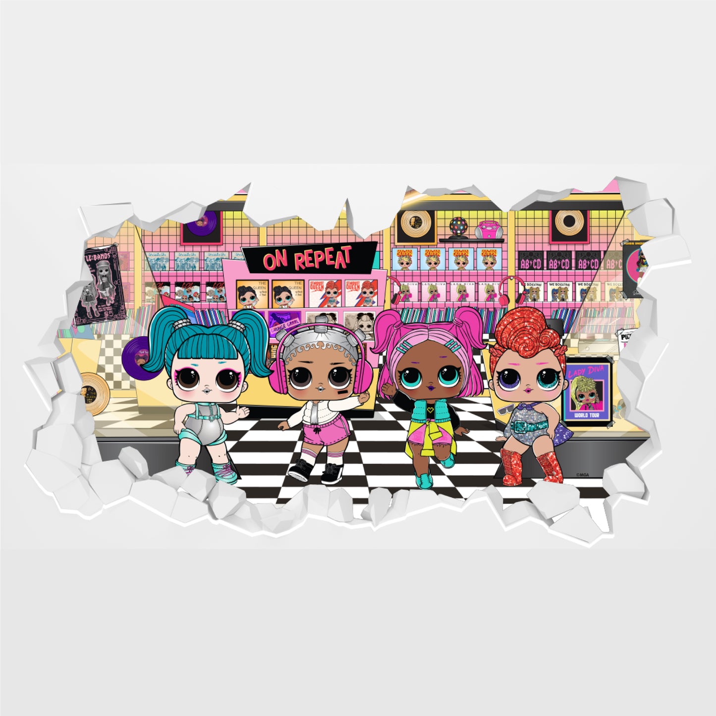 L.O.L Surprise! Music Store Broken Wall Sticker