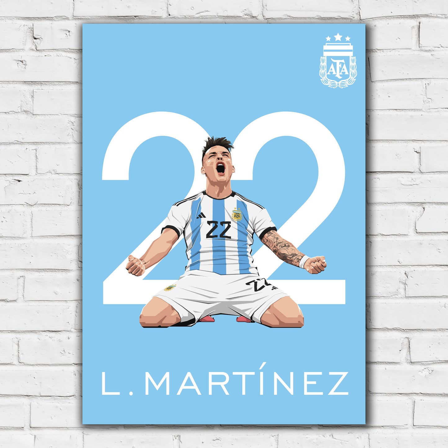Argentina Print - Lautaro Martinez Illustration Poster