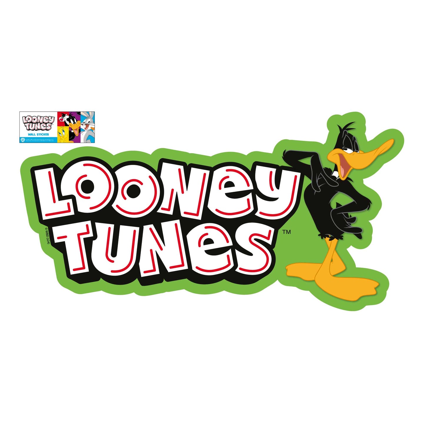 Looney Tunes Wall Sticker - Daffy Duck Stood With Logo Wall Decal Art