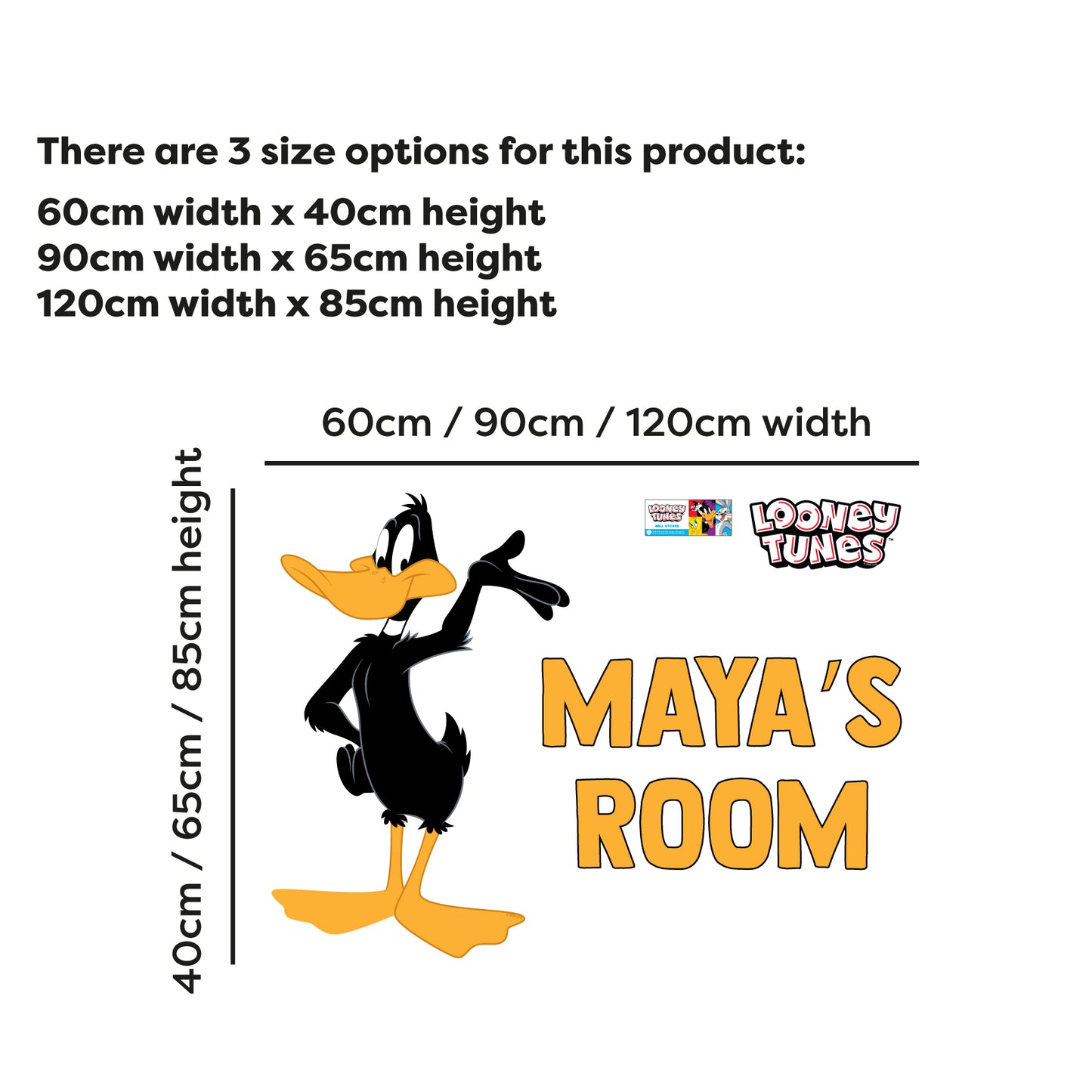 Looney Tunes Wall Sticker - Daffy Duck and Personalised Name Wall Decal Art