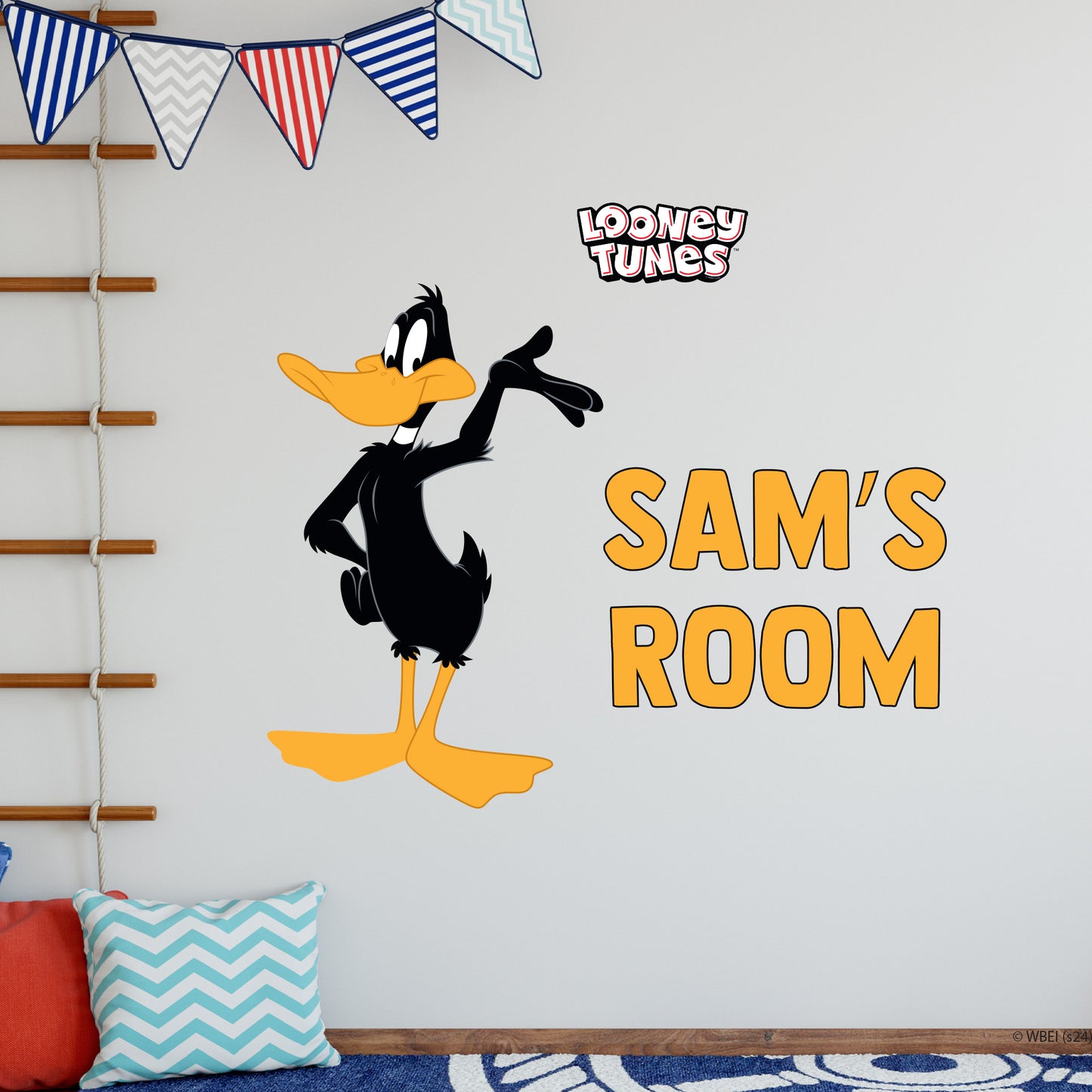 Looney Tunes Wall Sticker - Daffy Duck and Personalised Name Wall Decal Art