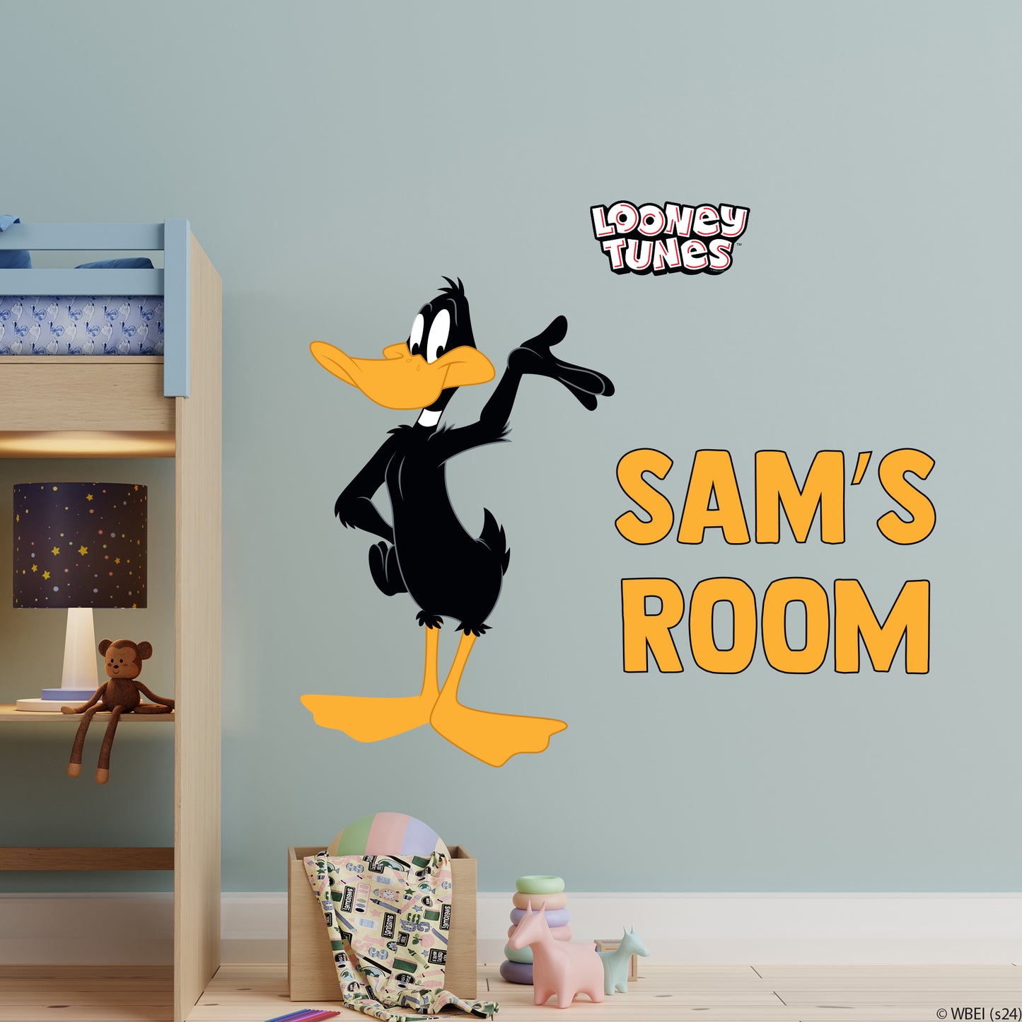 Looney Tunes Wall Sticker - Daffy Duck and Personalised Name Wall Decal Art
