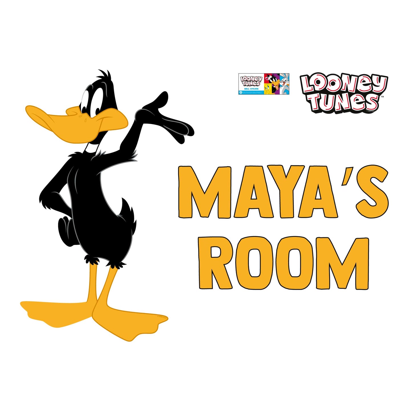 Looney Tunes Wall Sticker - Daffy Duck and Personalised Name Wall Decal Art