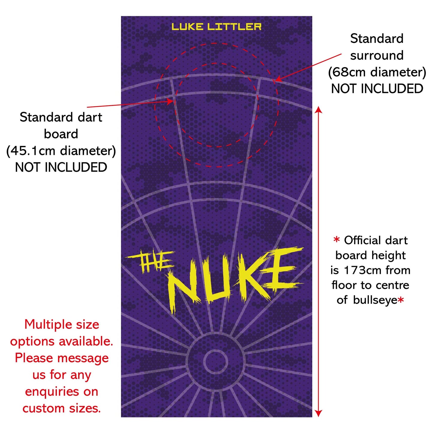Luke Littler Dart Board Backdrop - Purple Camo The Nuke Wall Sticker