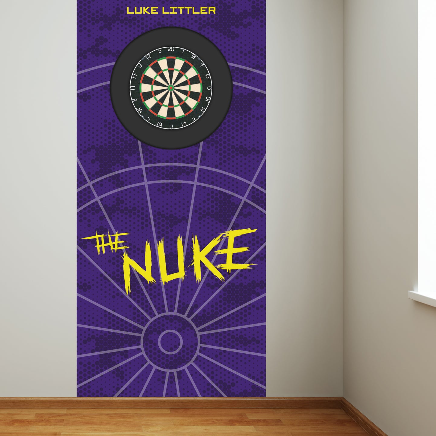 Luke Littler Dart Board Backdrop - Purple Camo The Nuke Wall Sticker