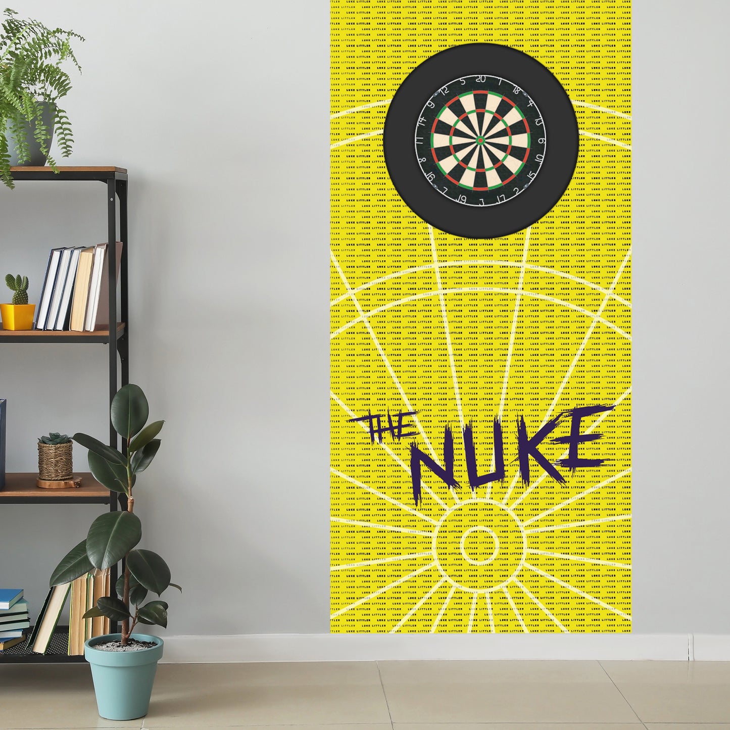 Luke Littler Dart Board Backdrop - Yellow Repeat Name Wall Sticker