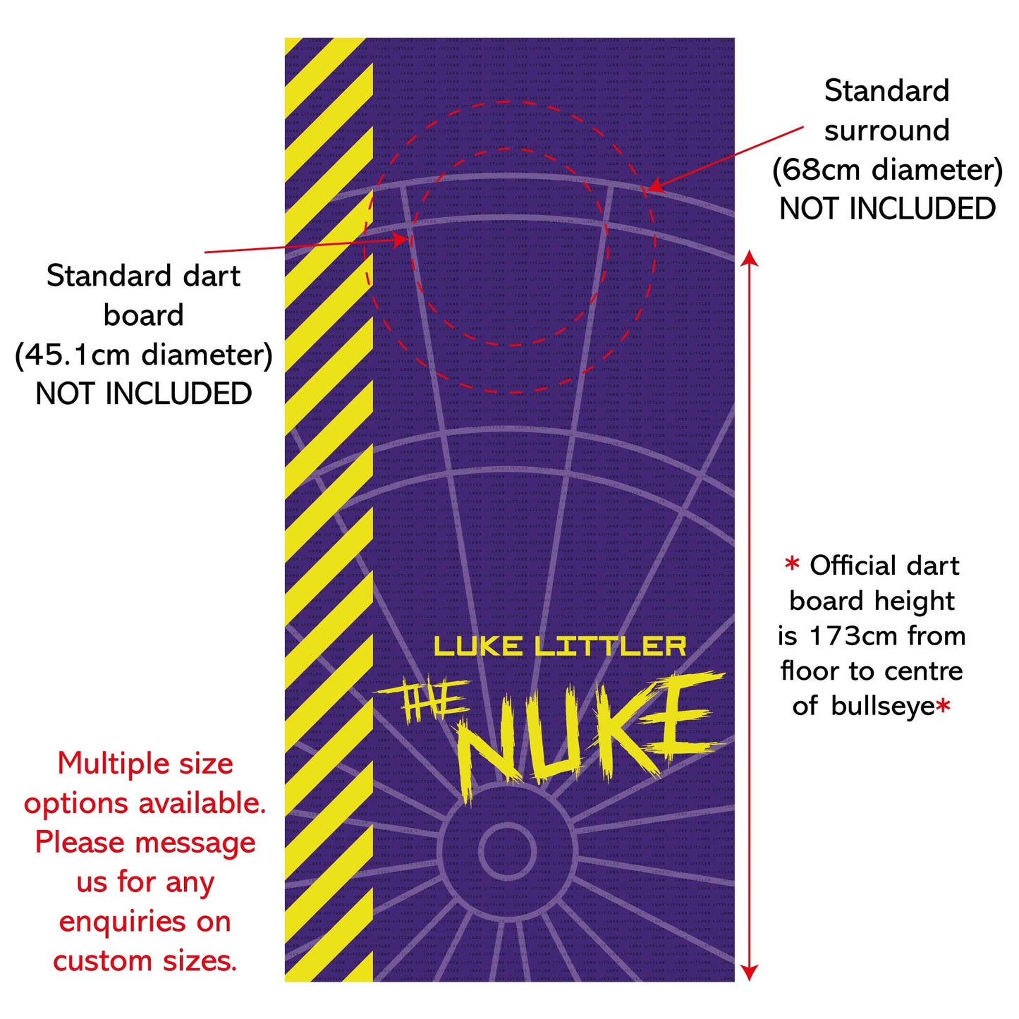 Luke Littler Dart Board Backdrop - Purple Camo with Left Neon Stripes Wall Sticker