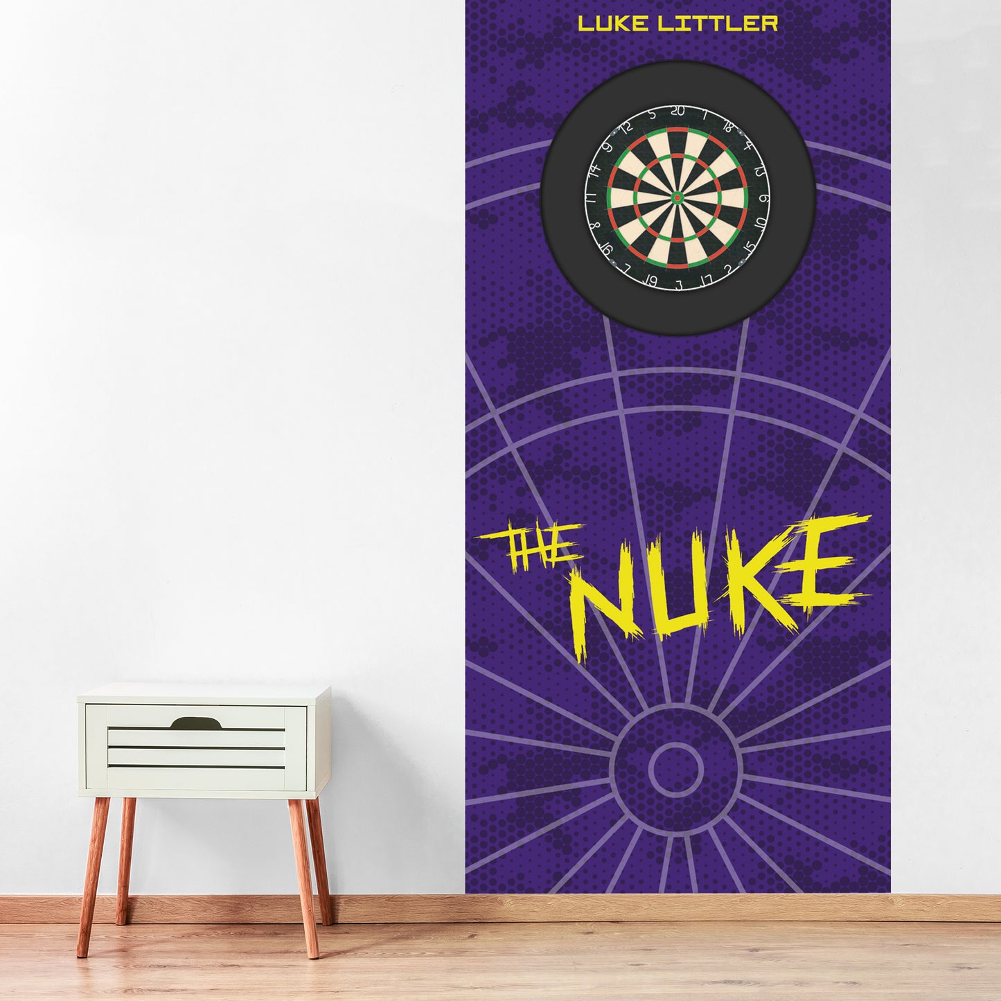 Luke Littler Dart Board Backdrop - Purple Camo The Nuke Wall Sticker