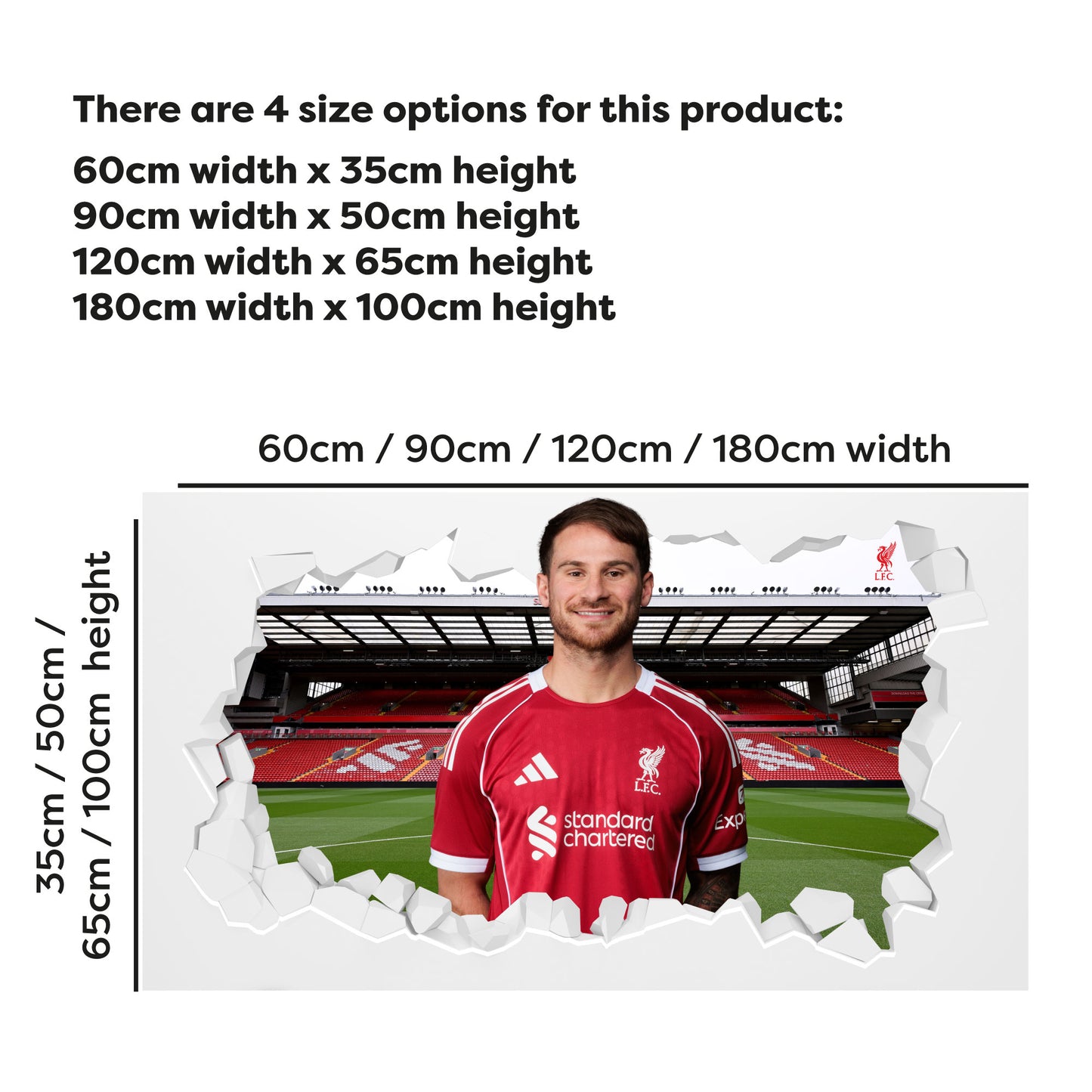 Liverpool FC Wall Sticker - Mac Allister 25/26 Broken Wall Decal