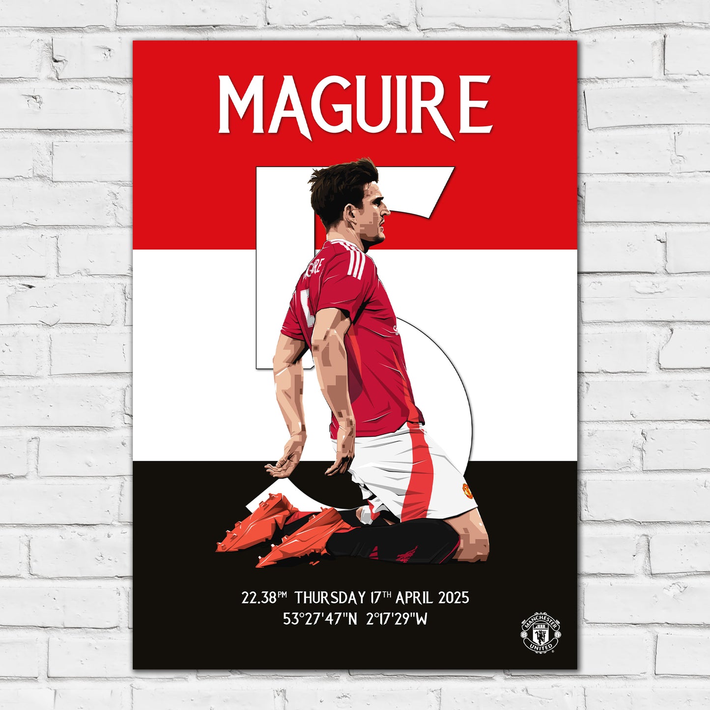 Manchester United FC Print - Harry Maguire V Lyon Goal Celebration Illustration Poster