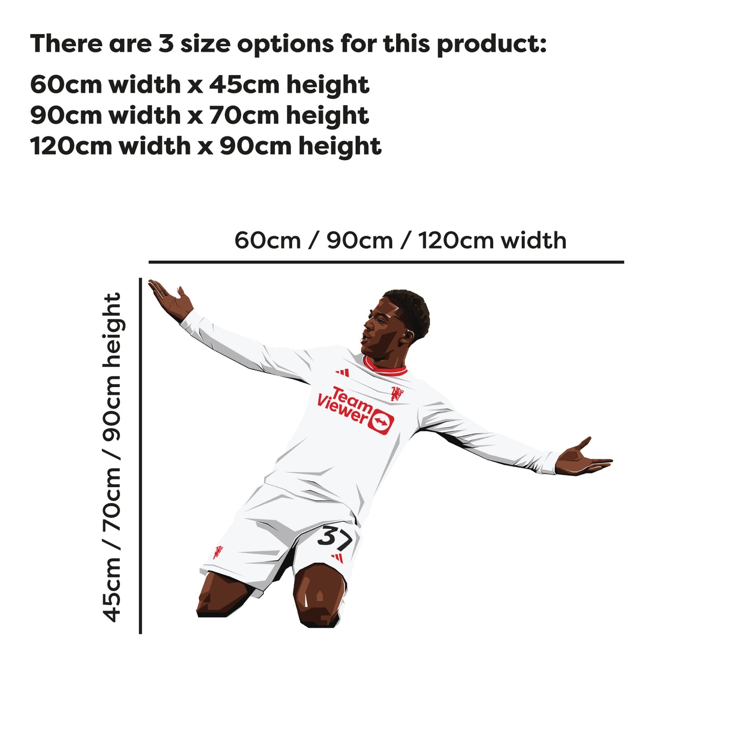 Manchester United FC Wall Sticker - Mainoo Celebration Illustration Decal Art