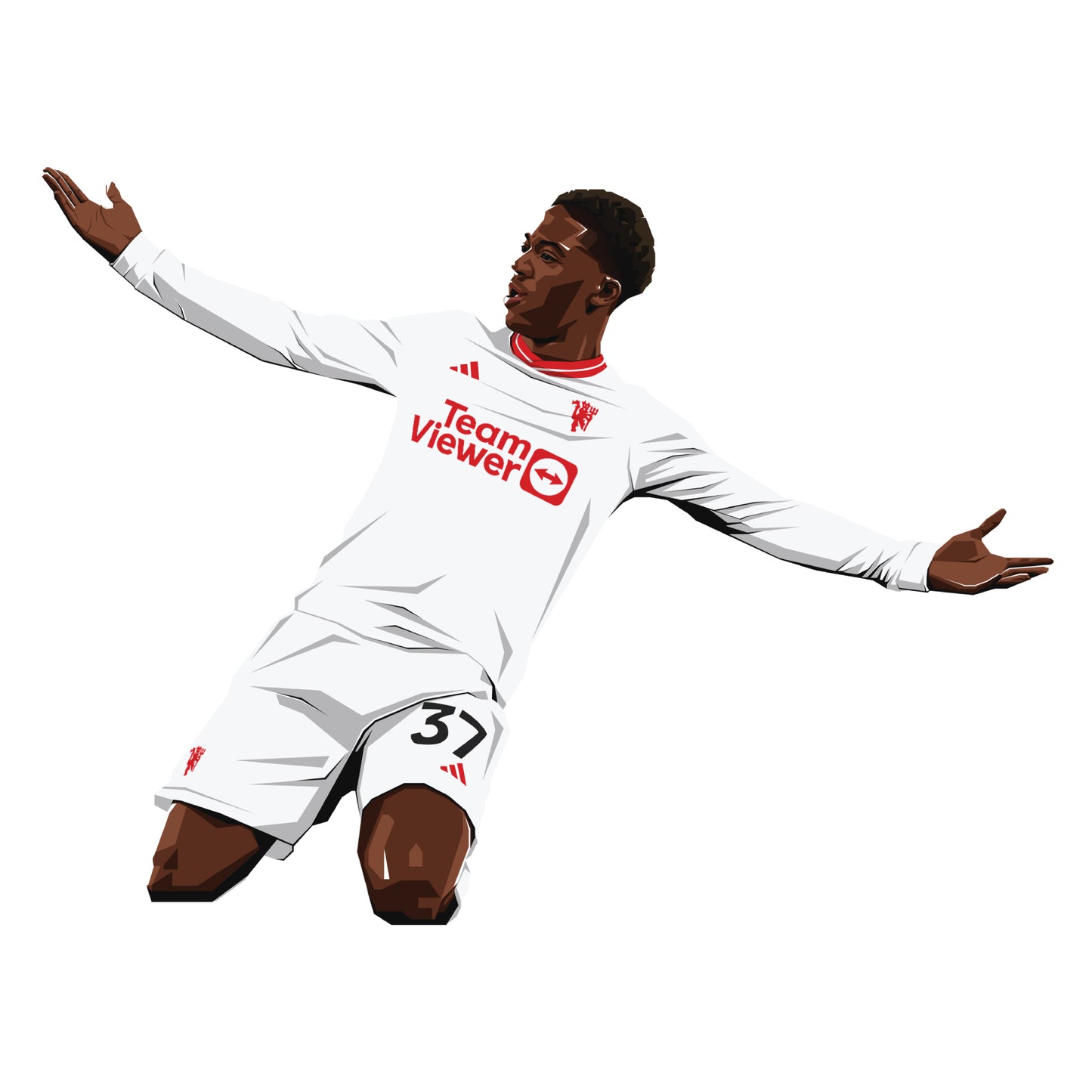 Manchester United FC Wall Sticker - Mainoo Celebration Illustration Decal Art