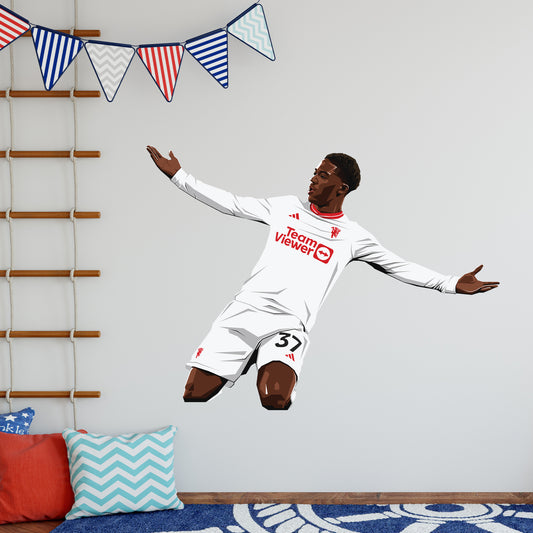 Manchester United FC Wall Sticker - Mainoo Celebration Illustration Decal Art