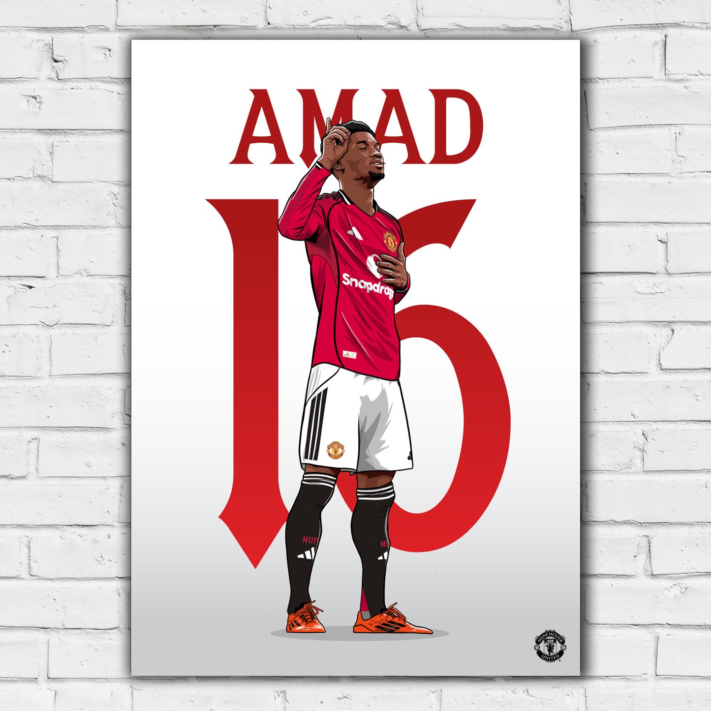 Manchester United FC Print - Amad Diallo 25/26 Illustration Poster Football Wall Art