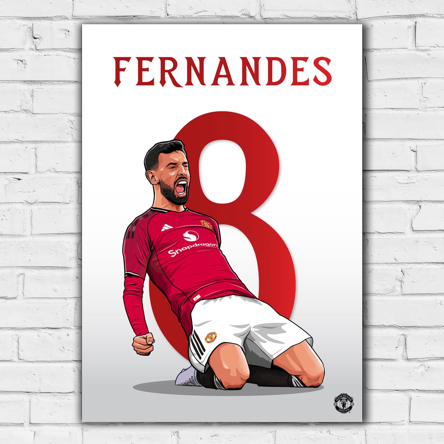Manchester United FC Print - Bruno Fernandes 25/26 Player Illustration Poster