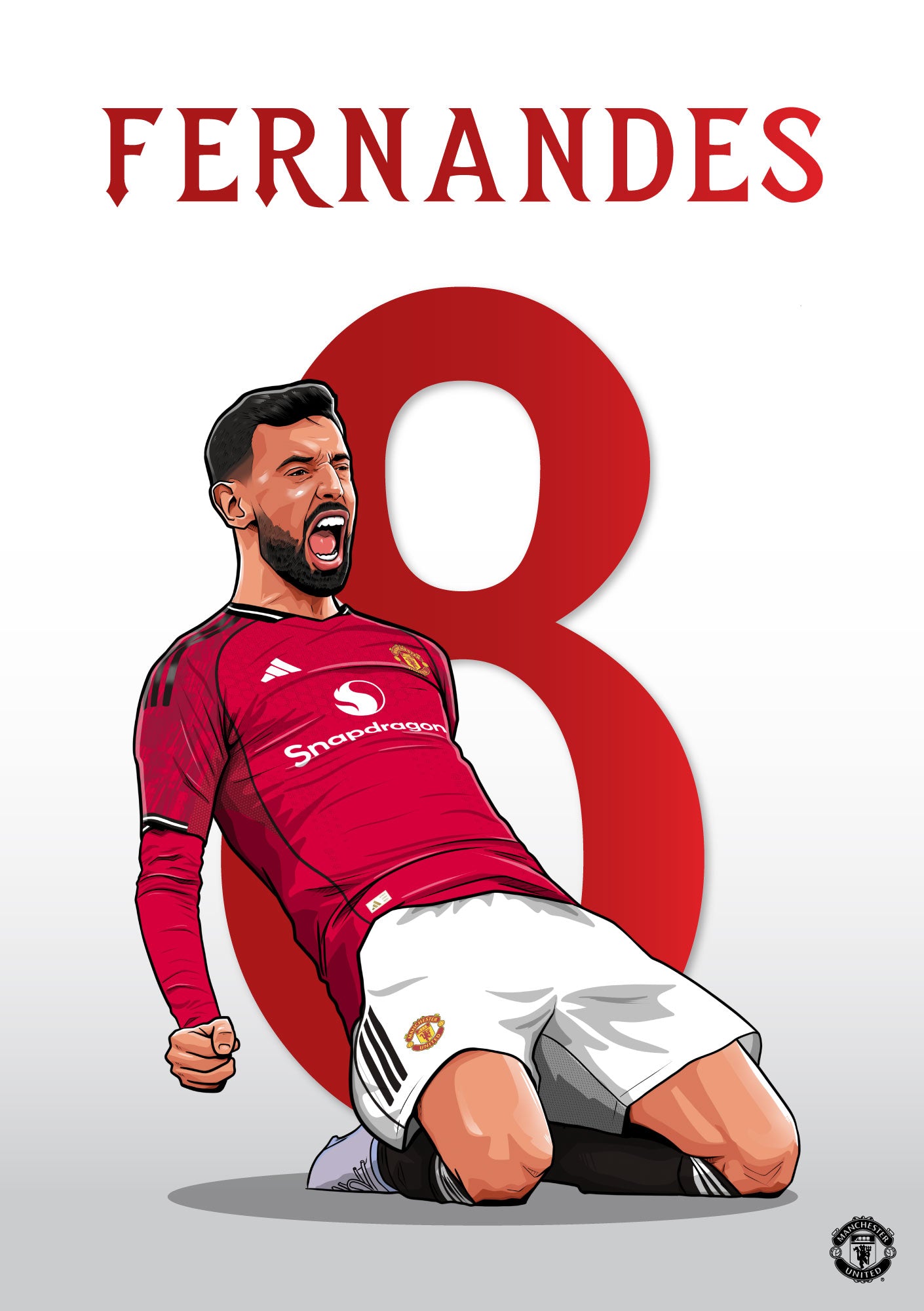Manchester United FC Print - Bruno Fernandes 25/26 Player Illustration Poster