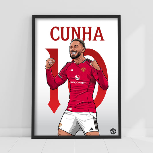 Manchester United FC Print - Cunha 25/26 Illustration Player Poster Football Wall Art