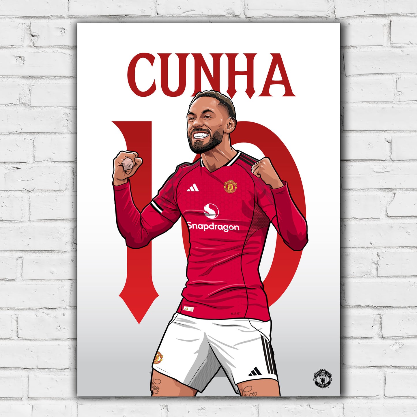Manchester United FC Print - Cunha 25/26 Illustration Player Poster Football Wall Art