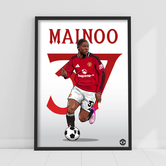 Manchester United FC Print - Mainoo 25/26 Illustration Player Poster Football Wall Art