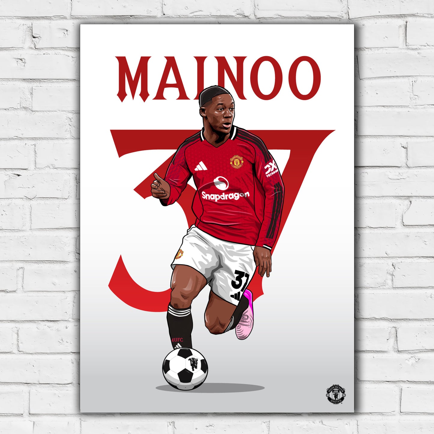 Manchester United FC Print - Mainoo 25/26 Illustration Player Poster Football Wall Art
