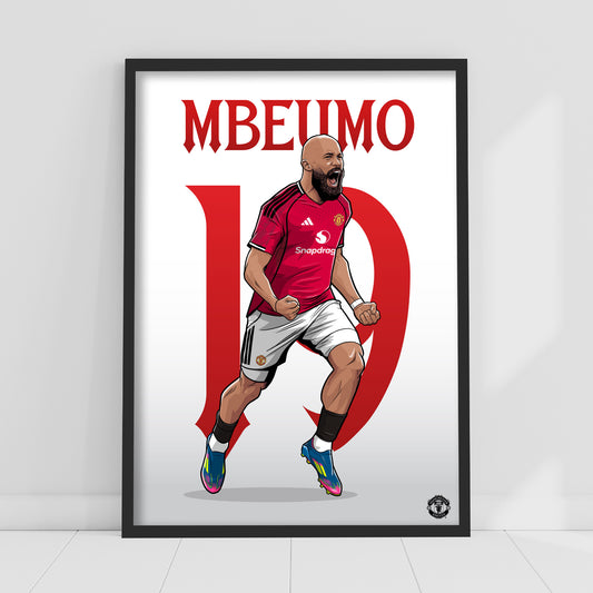 Manchester United FC Print - Mbeumo 25/26 Illustration Player Poster Football Wall Art