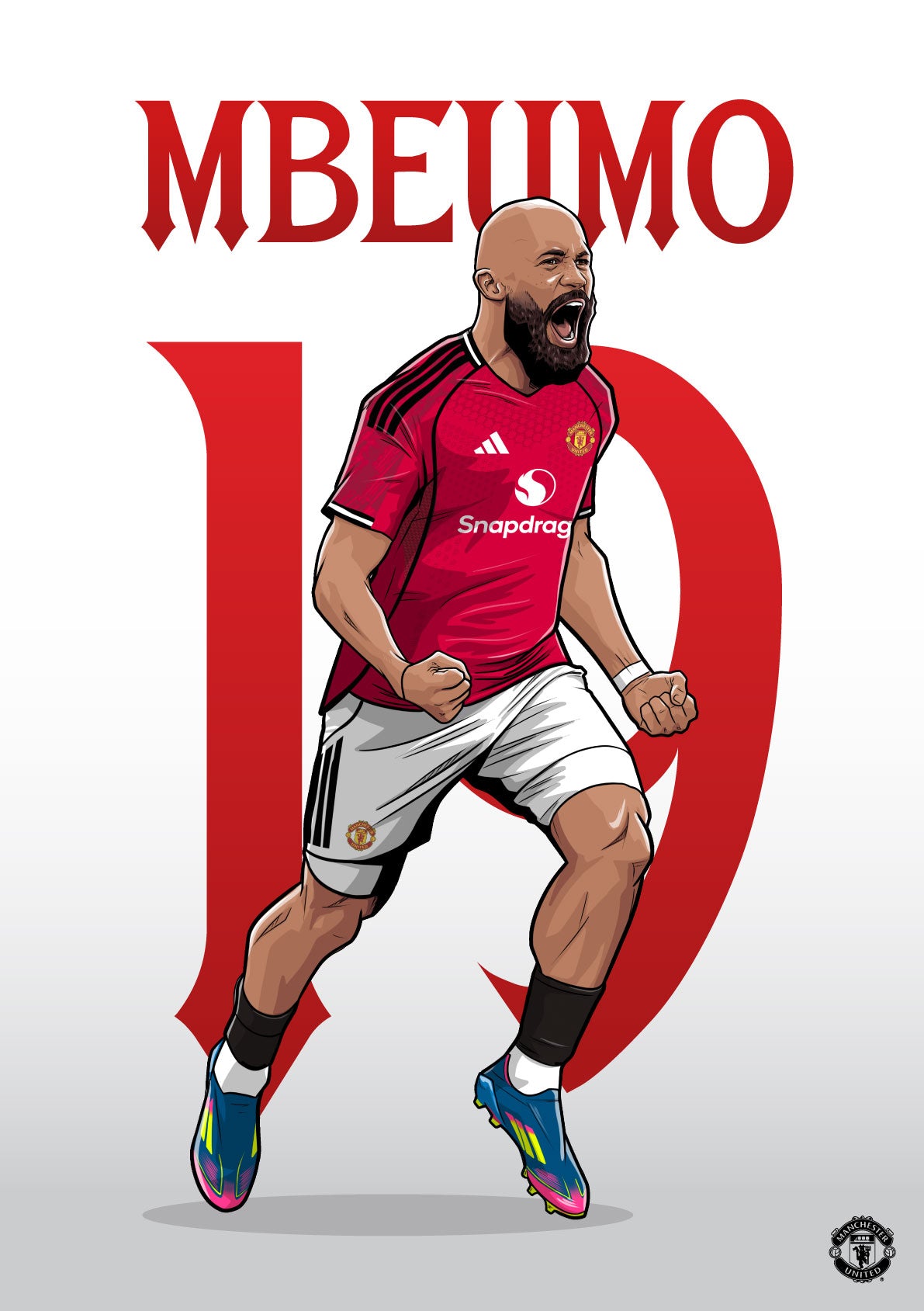 Manchester United FC Print - Mbeumo 25/26 Illustration Player Poster Football Wall Art