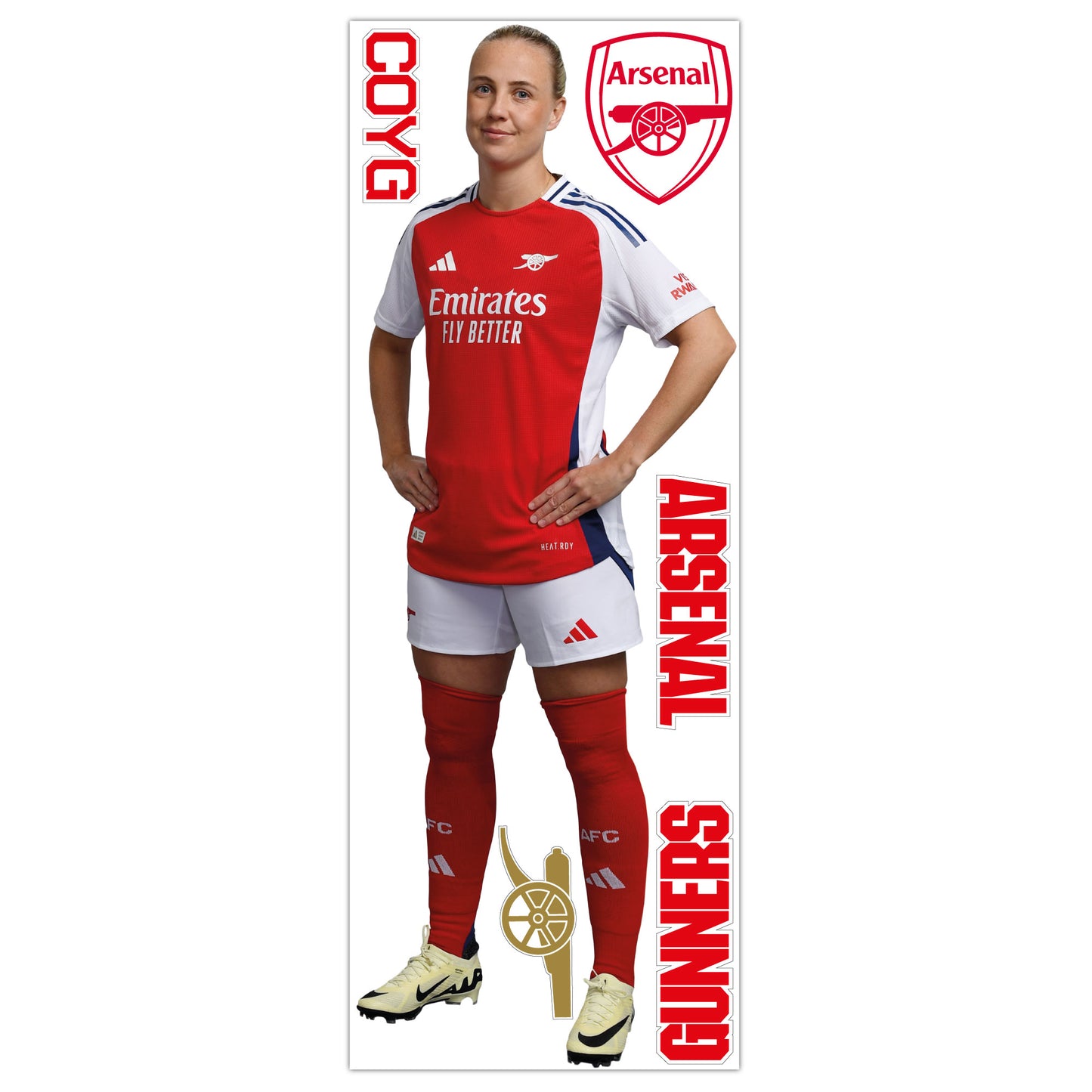 Arsenal FC - Beth Mead 24/25 Player Wall Sticker + Gunners Decal Set