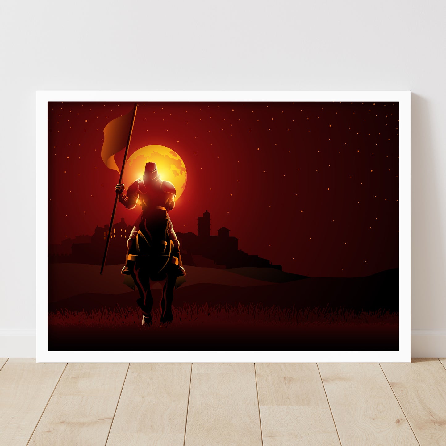 Medieval Wall Art Print - Knight And Sunset Poster