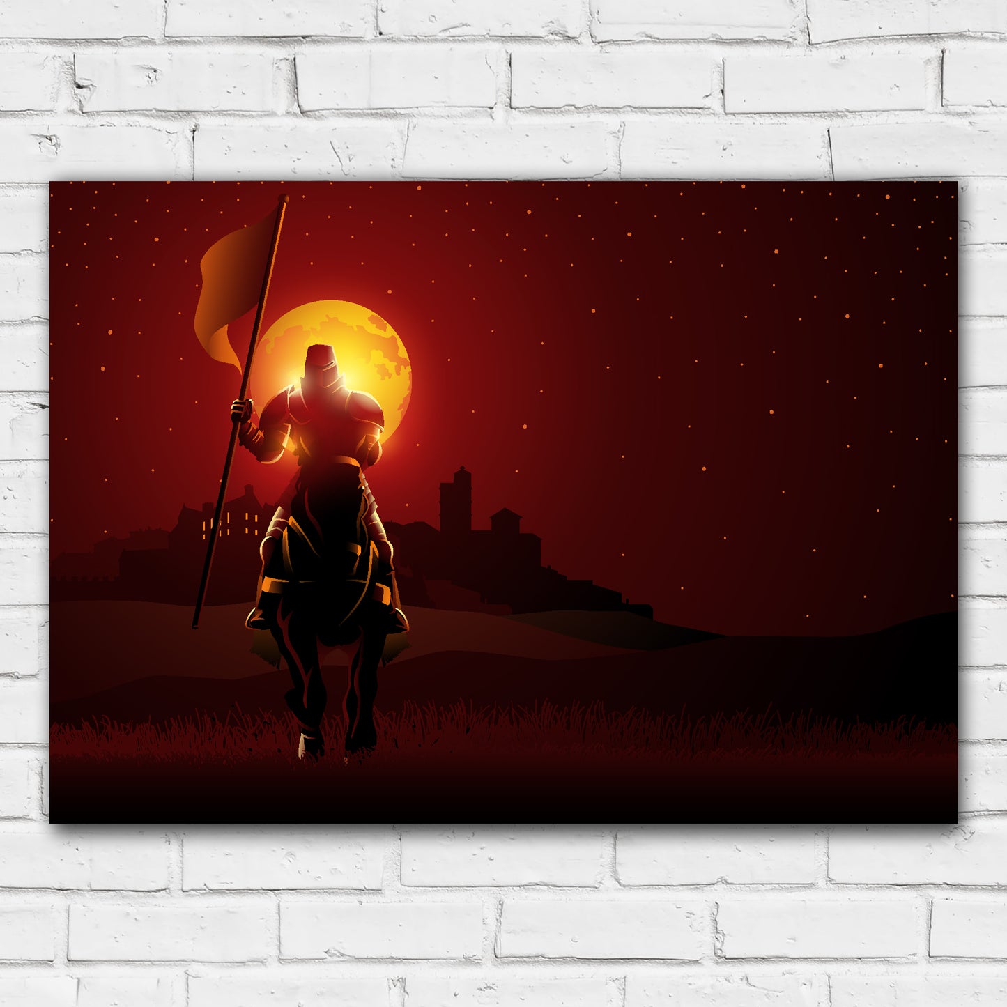 Medieval Wall Art Print - Knight And Sunset Poster