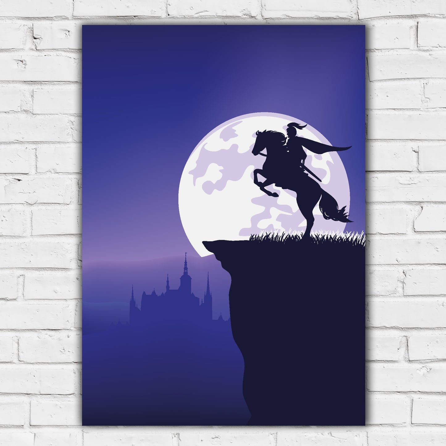 Medieval Wall Art Print - Knight On Horse At Night Fall Poster
