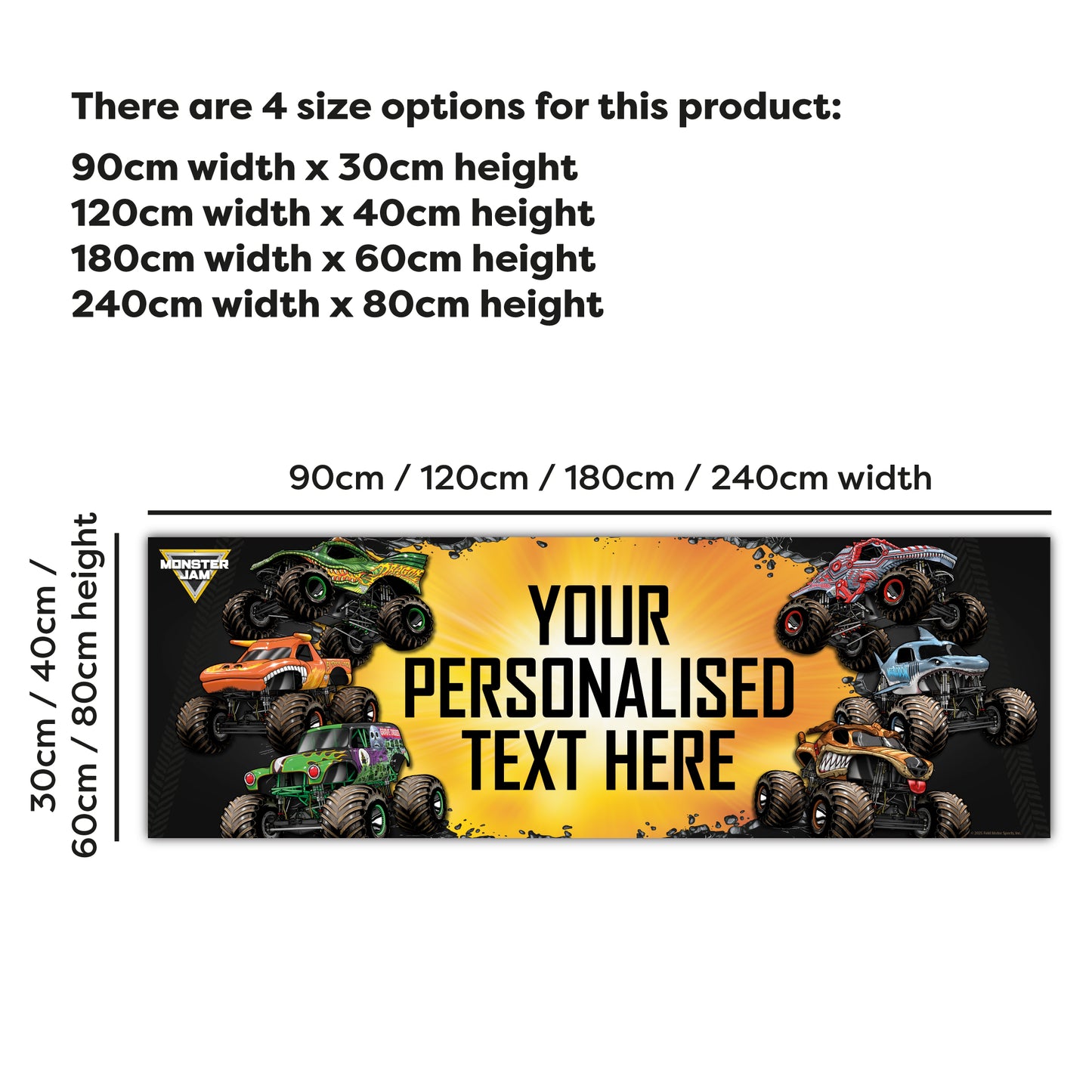 Monster Jam Birthday - Monster Jam Trucks Group Personalised Banner Wall Sticker