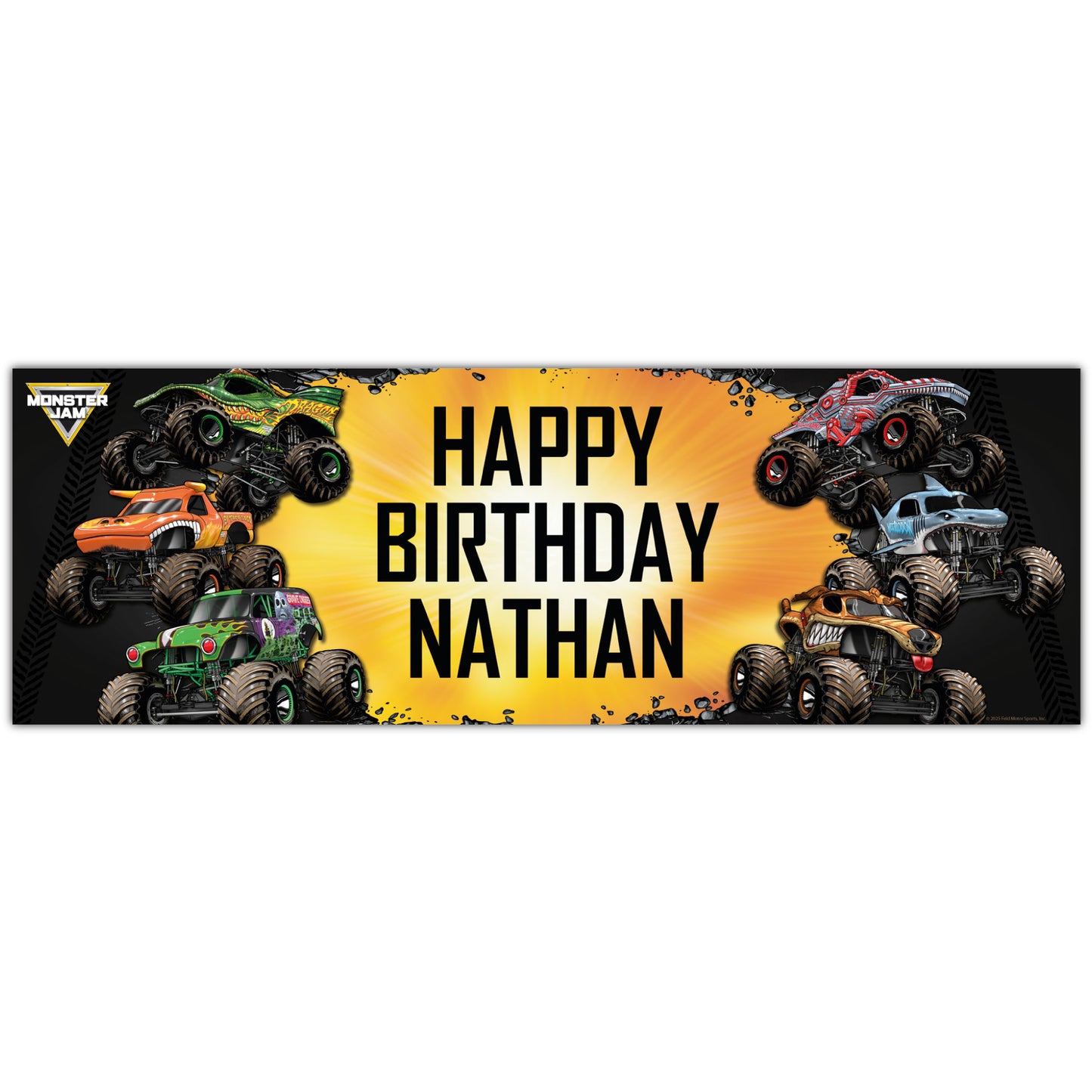Monster Jam Birthday - Monster Jam Trucks Group Personalised Banner Wall Sticker