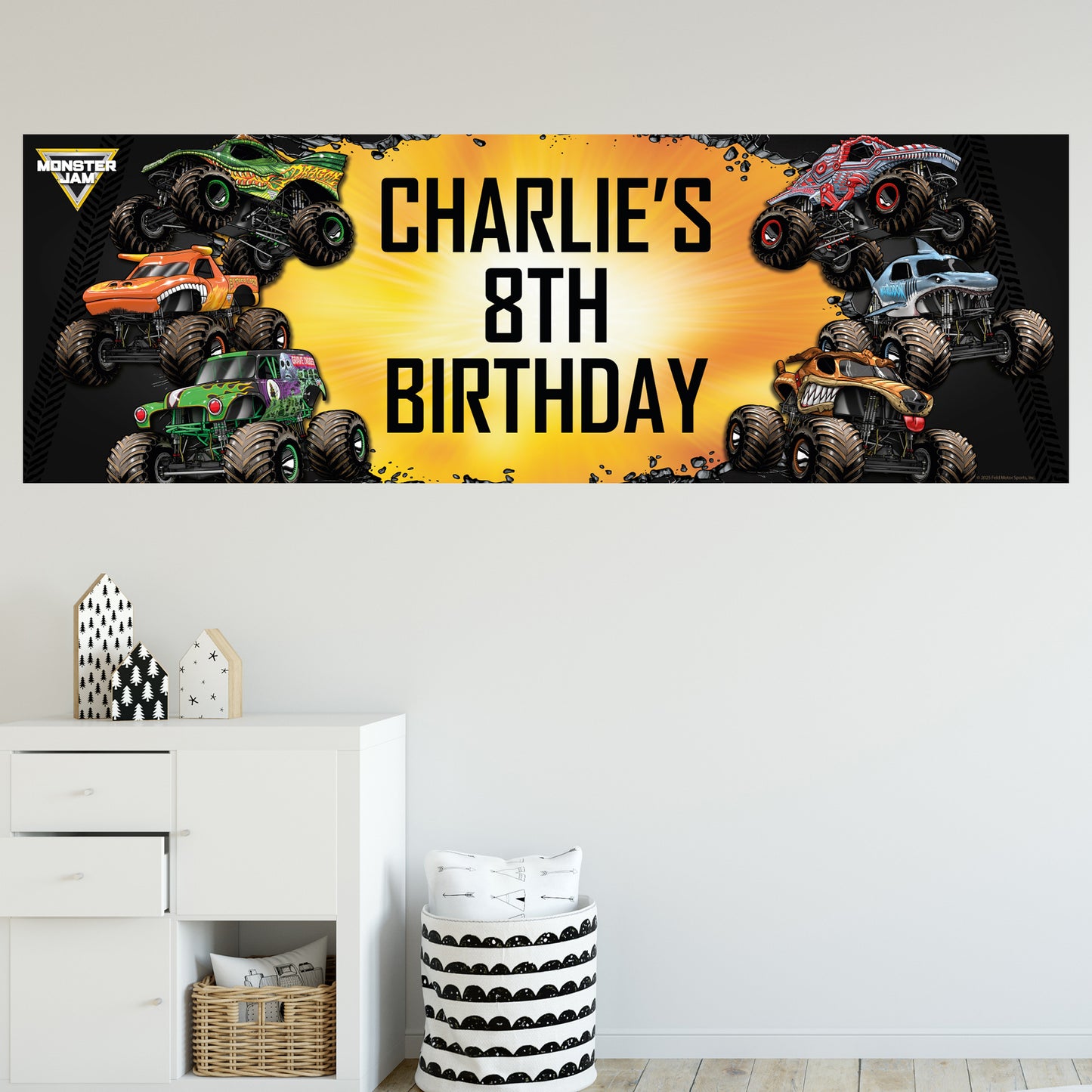 Monster Jam Birthday - Monster Jam Trucks Group Personalised Banner Wall Sticker