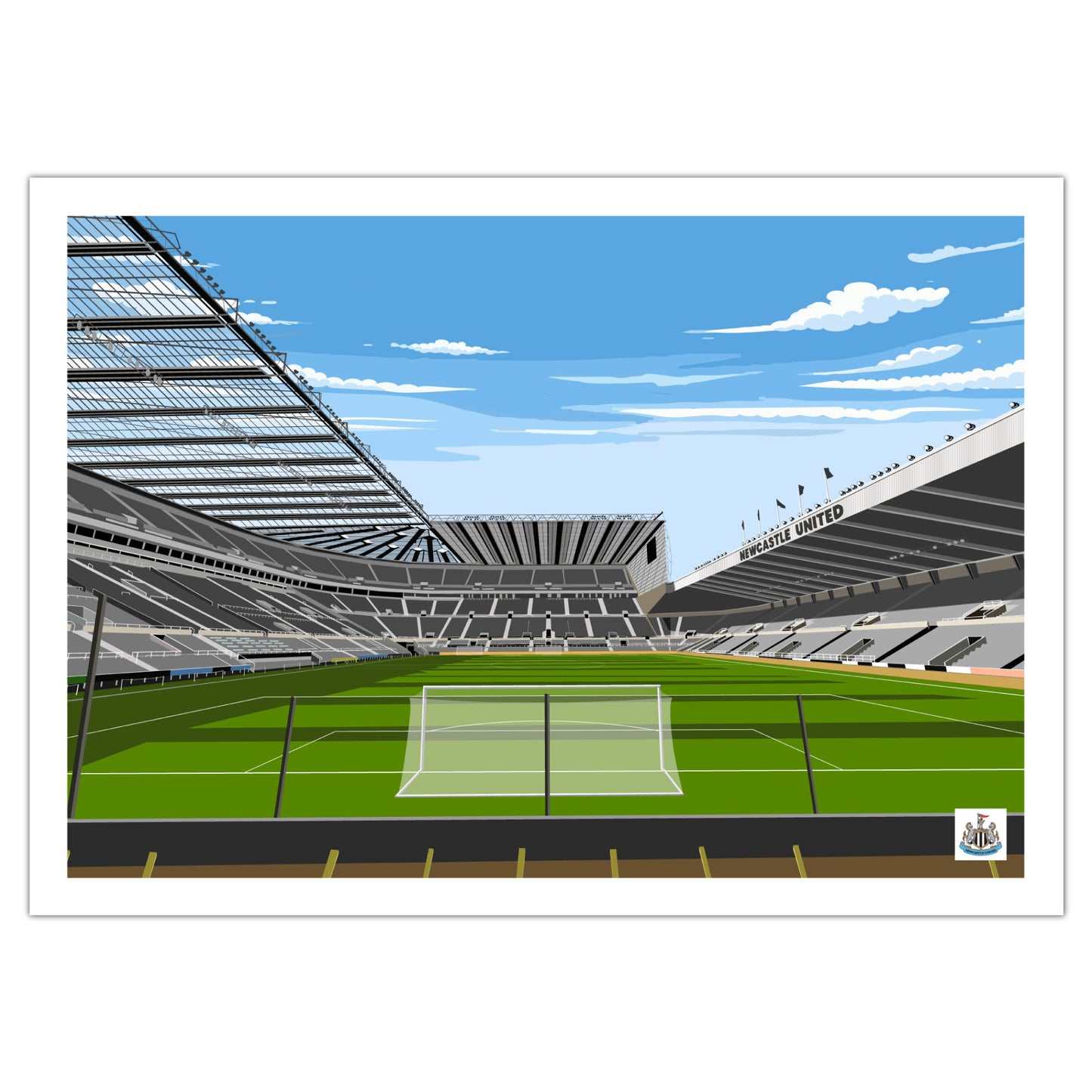 Newcastle United FC Print - Day Time Stadium Illustration Poster Football Wall Art