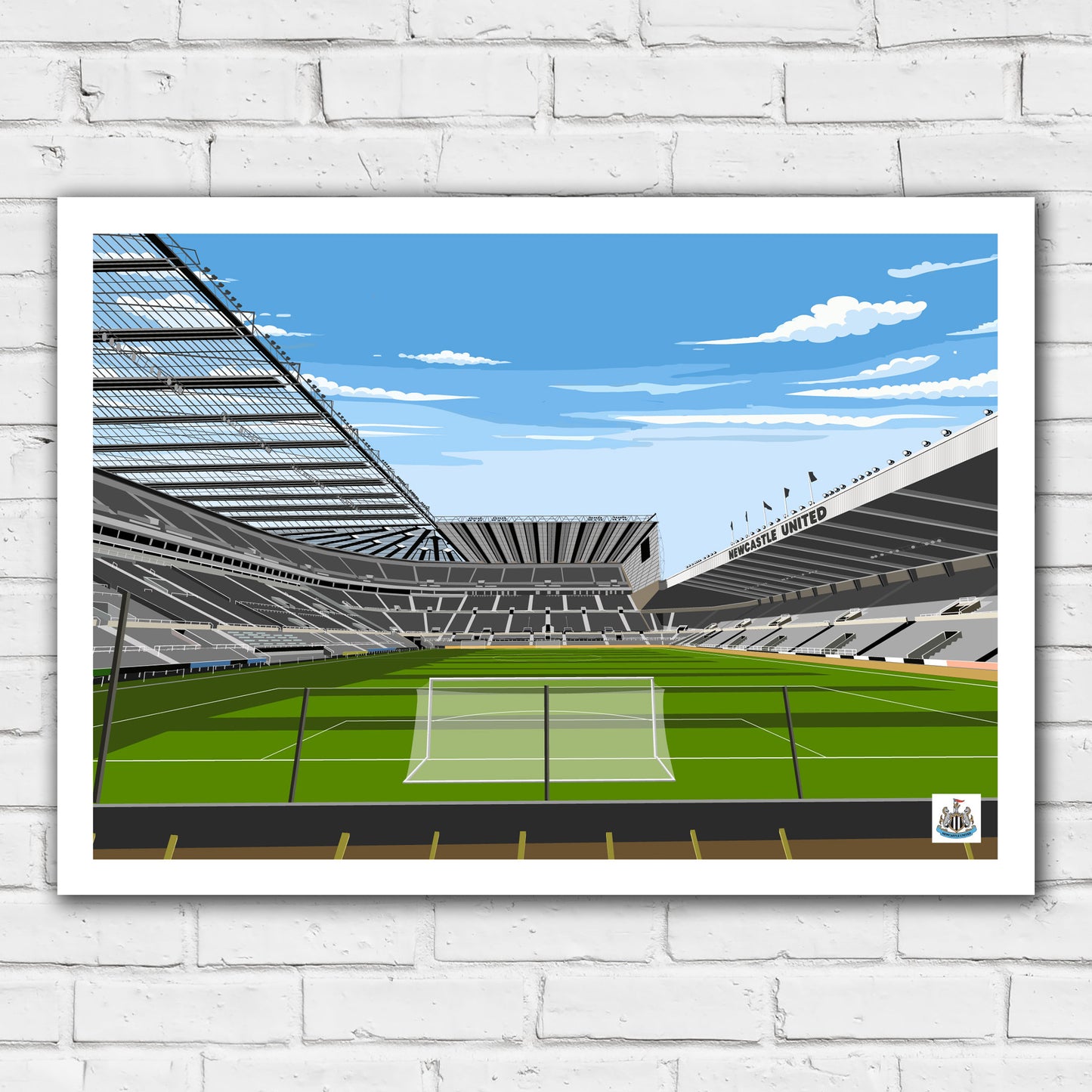 Newcastle United FC Print - Day Time Stadium Illustration Poster Football Wall Art