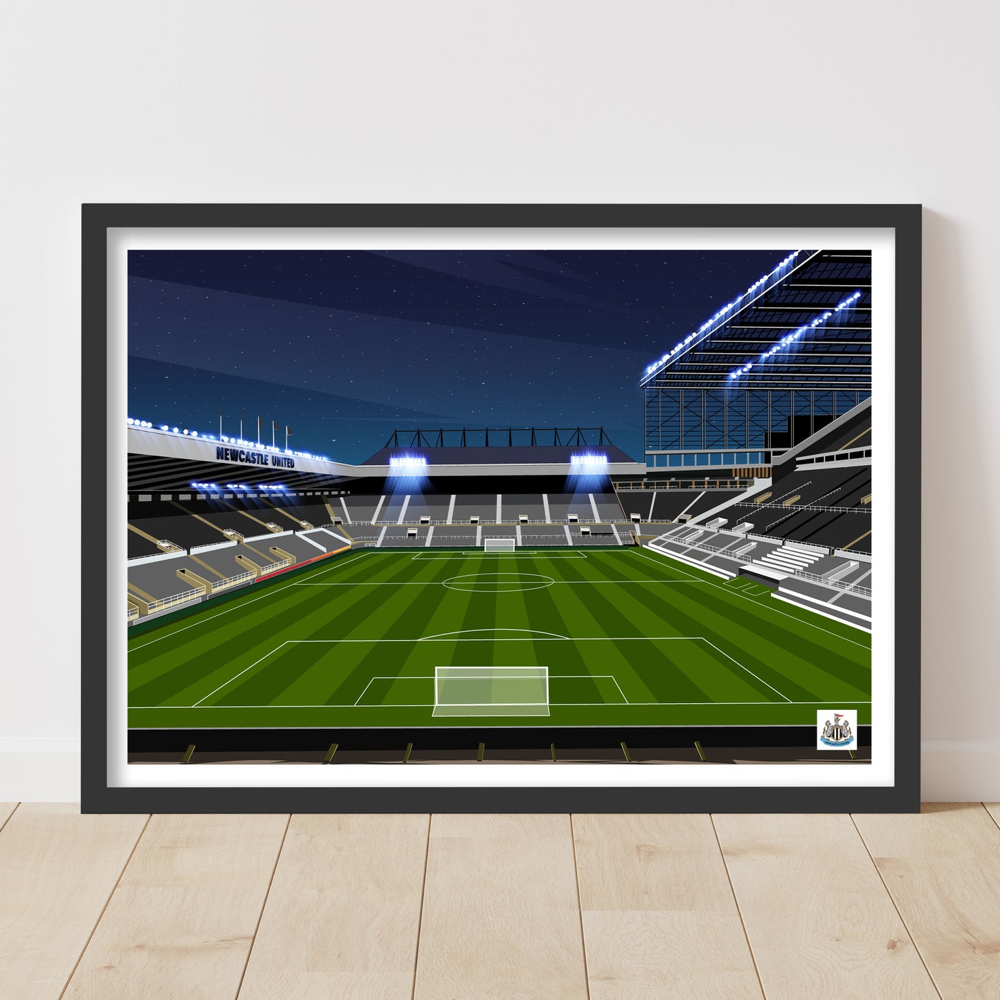 Newcastle United FC Print - Night Time Stadium Illustration Poster Football Wall Art