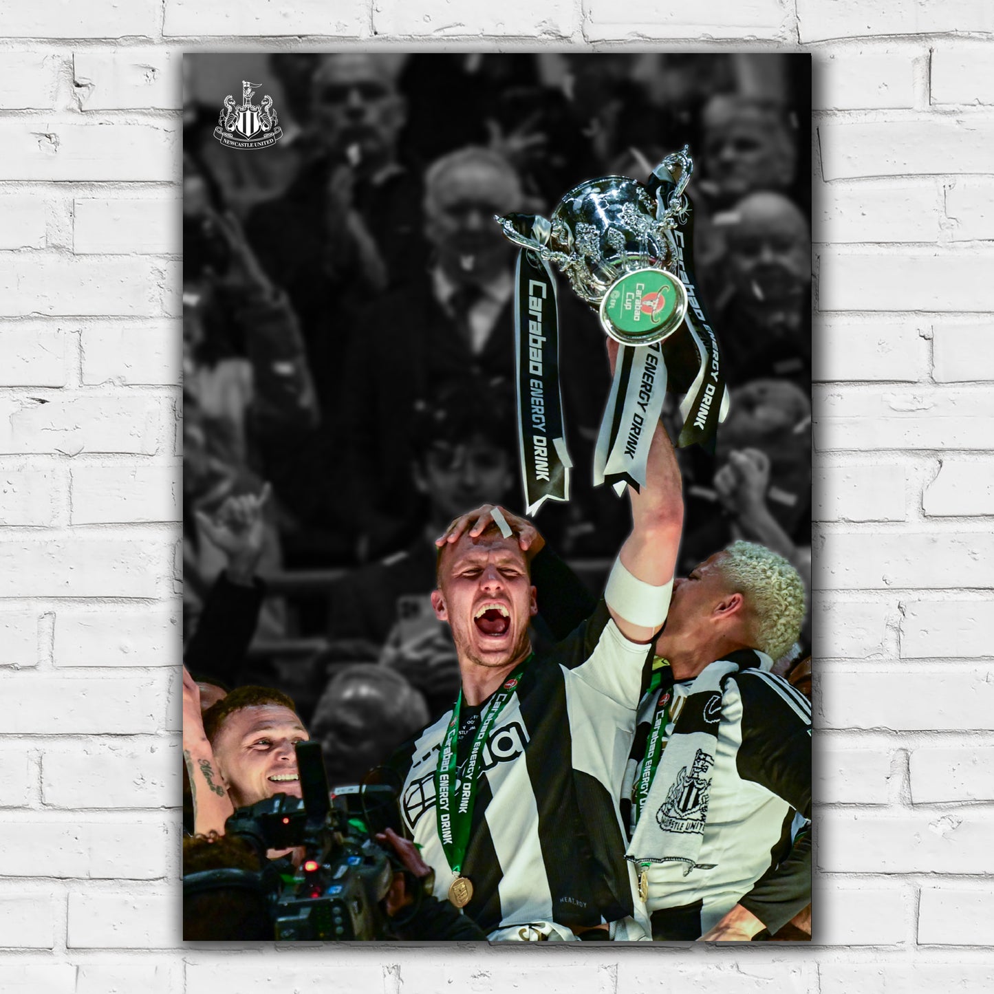 Newcastle United Cup Winners Print - Dan Burn Trophy Lift Portrait Poster