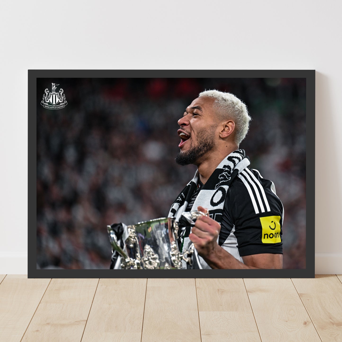 Newcastle United Cup Winners Print - Joelinton with Trophy Poster