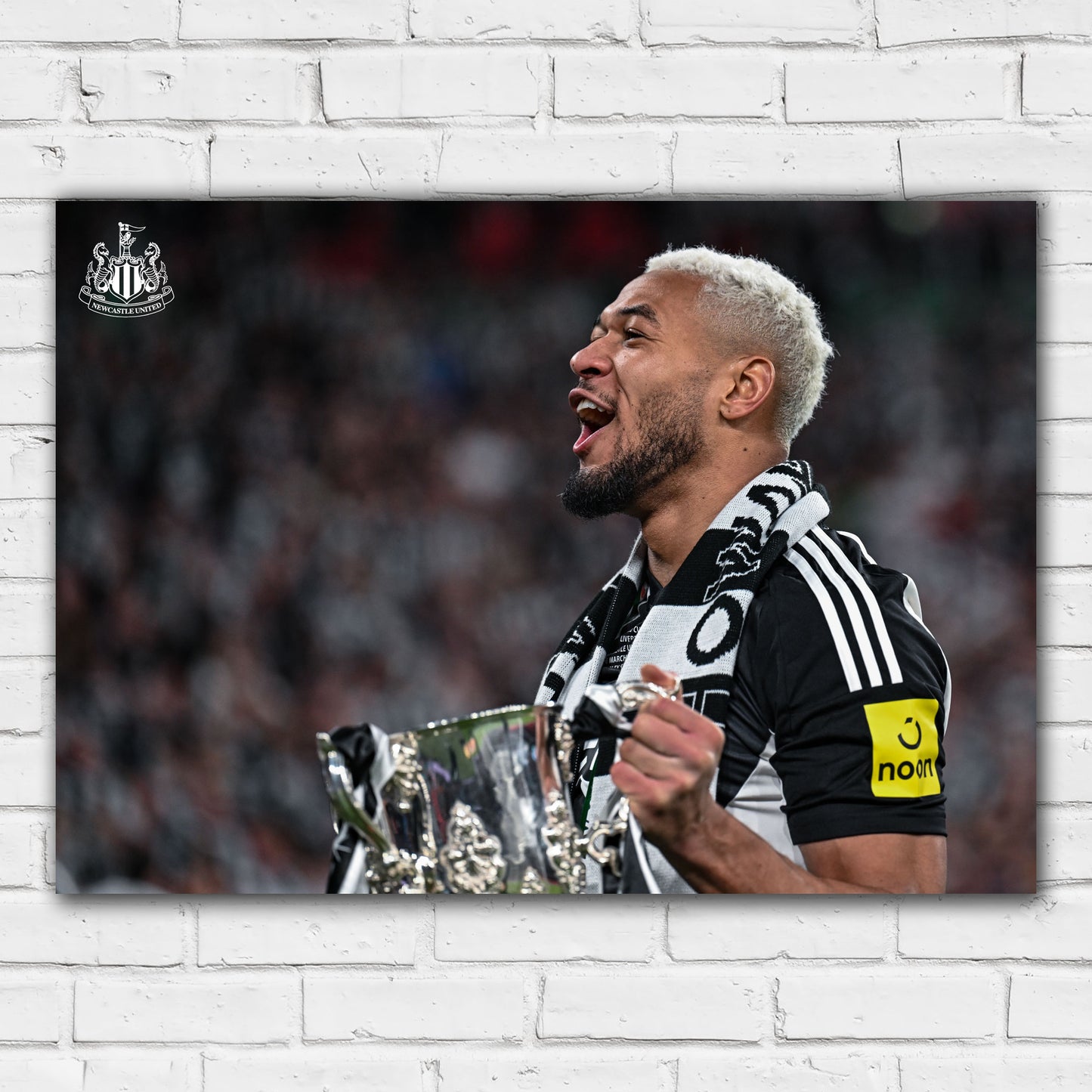 Newcastle United Cup Winners Print - Joelinton with Trophy Poster