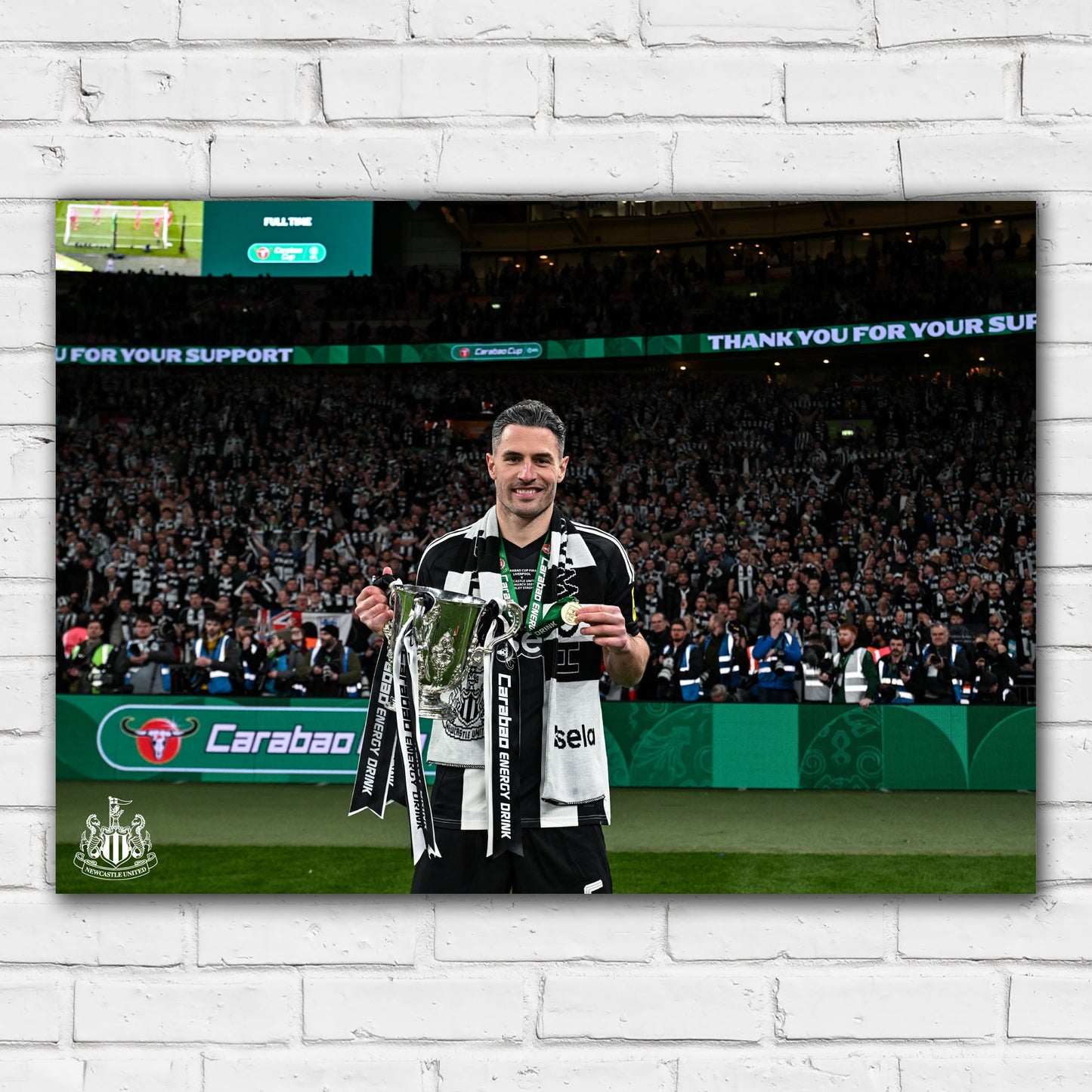Newcastle United Cup Winners Print - Schär with Trophy Poster