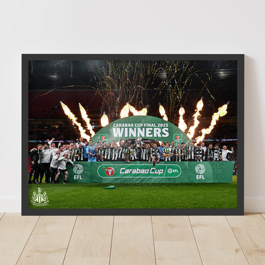 Newcastle United Cup Winners Print - Team Celebration with Flames