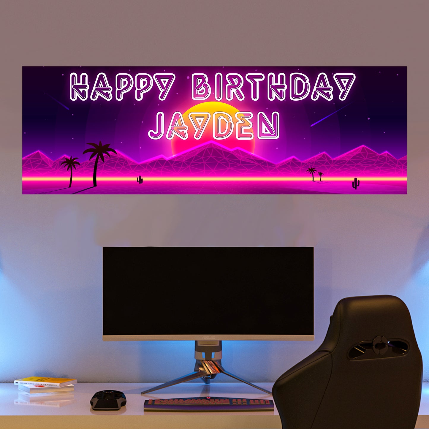 Neon Birthday – Neon Desert Personalised Banner Wall Sticker